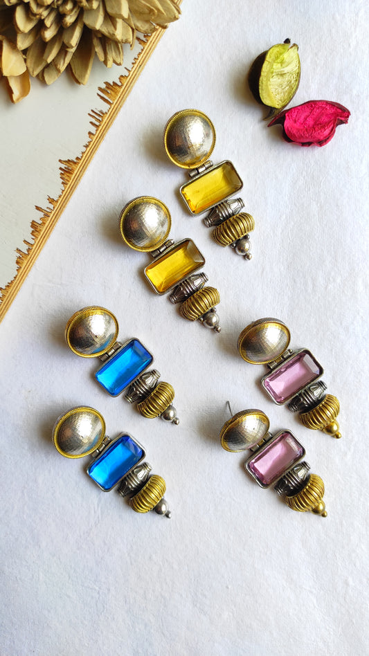 Simmi dualtone earrings premium glass stones DTE3
