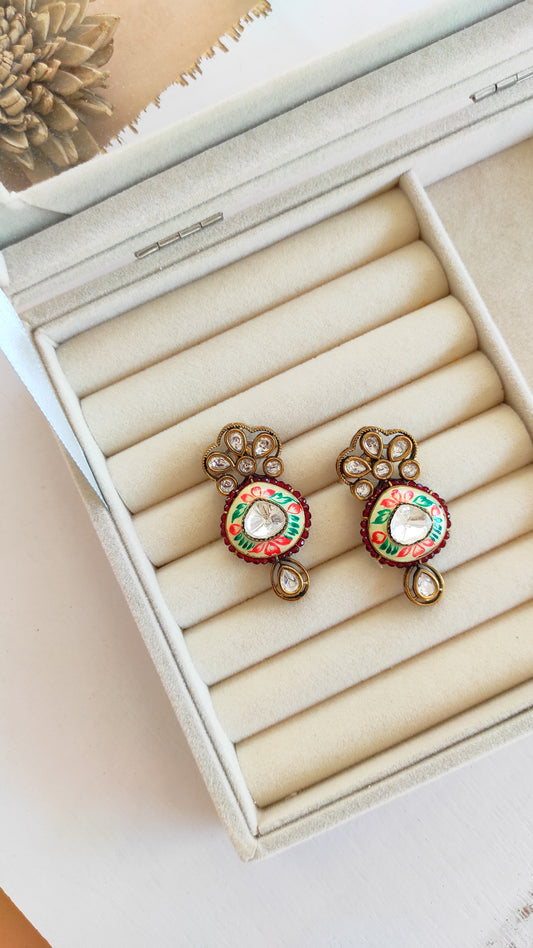 Sanjana hand painted Moissanite studs