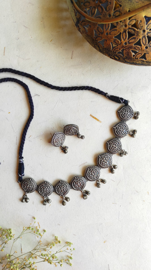 Netra silver lookalike necklace set