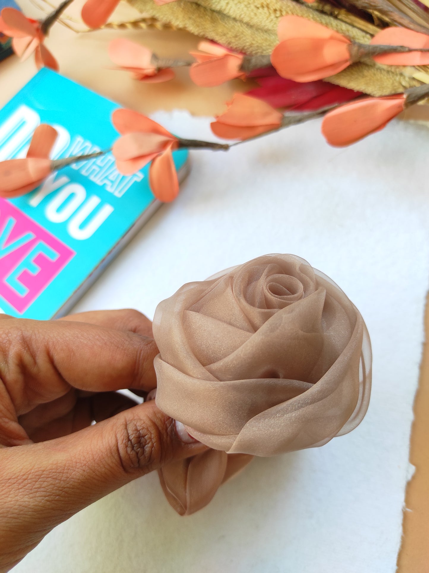 Tissue handmade Rose scrunchy