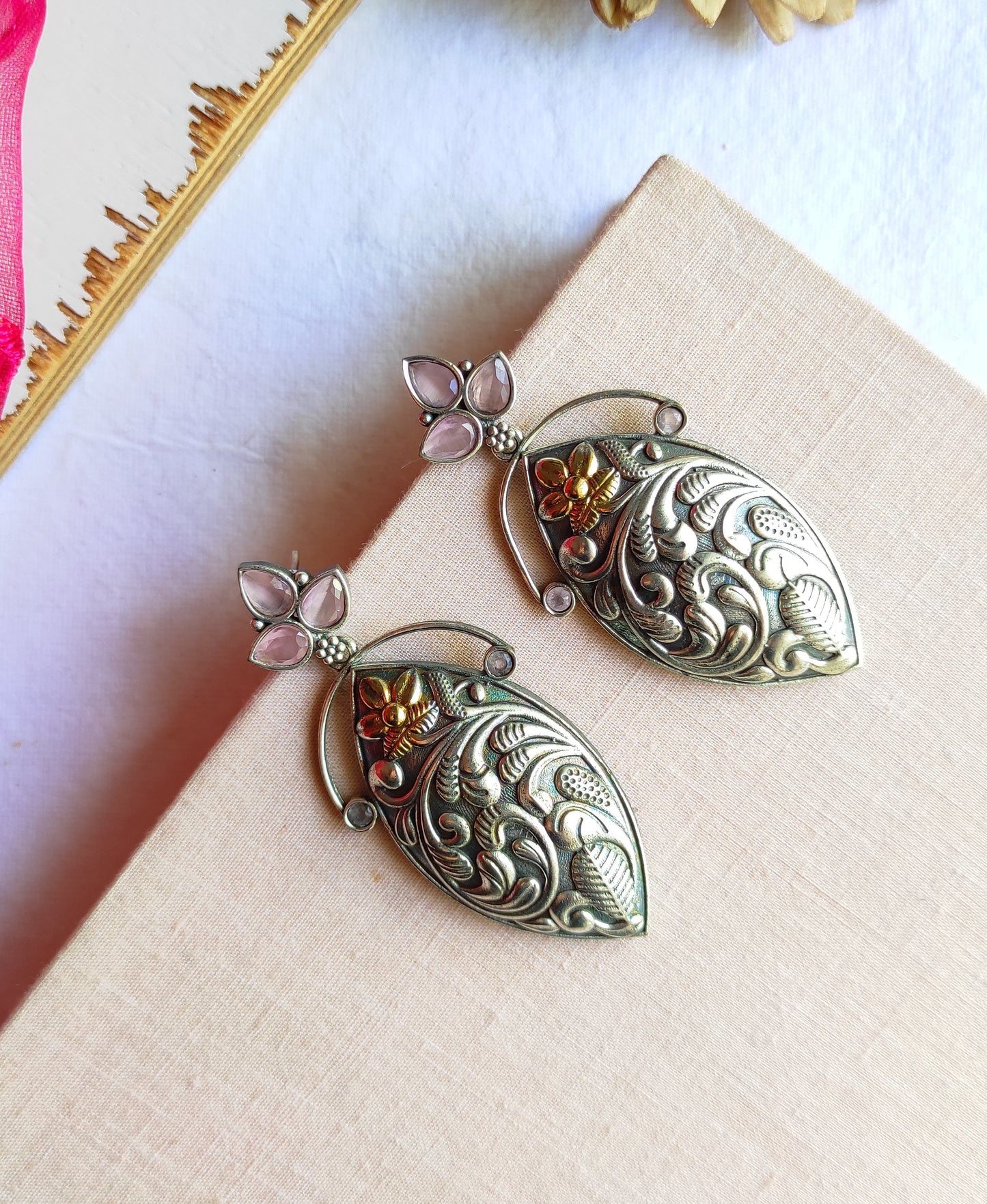 Pankati dualtone earrings with premium glass stones DTE3