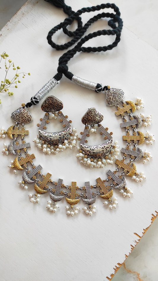Tripti dualtone necklace set