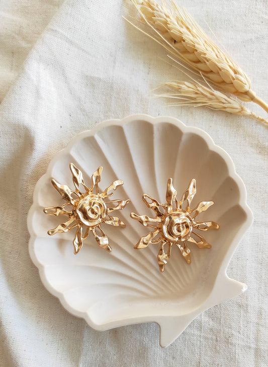 Sun golden earrings