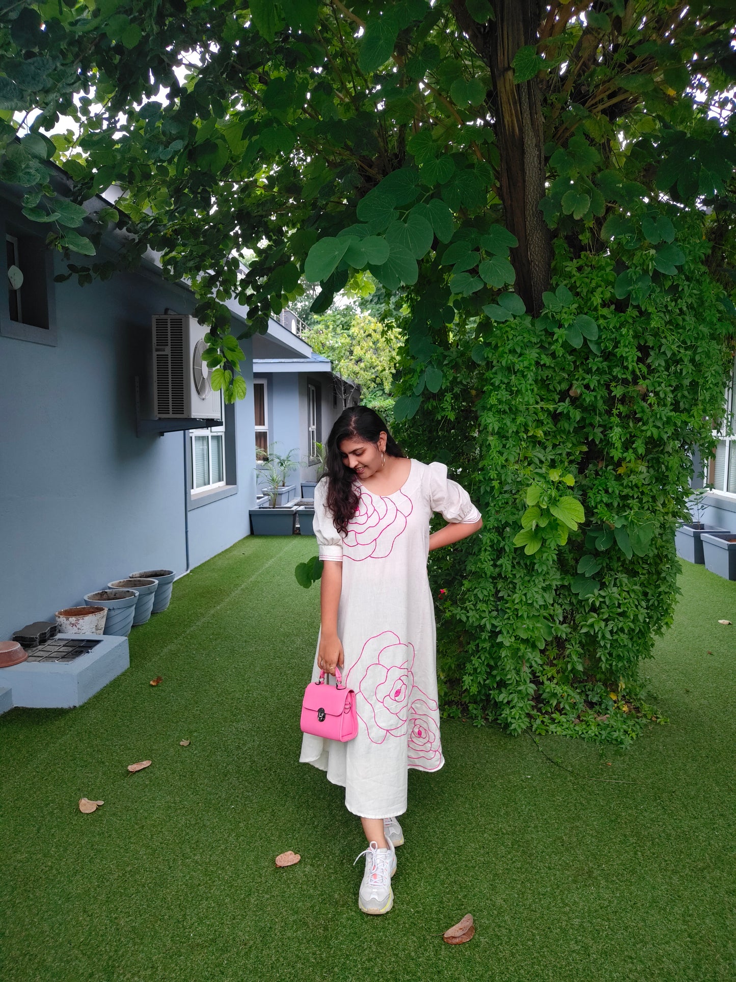 White Fiona Hand Embroidered Dress