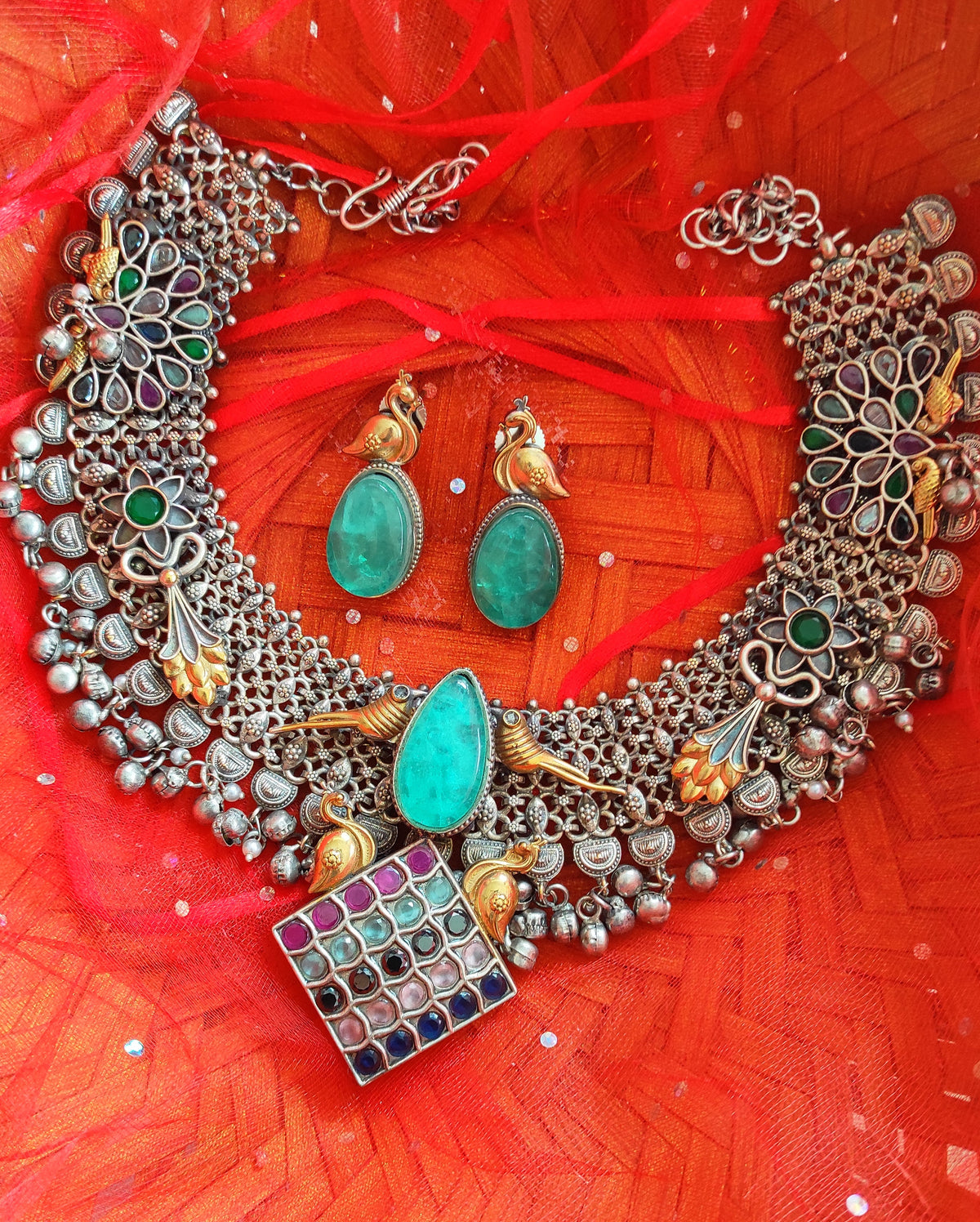Shaahi dualtone necklace set