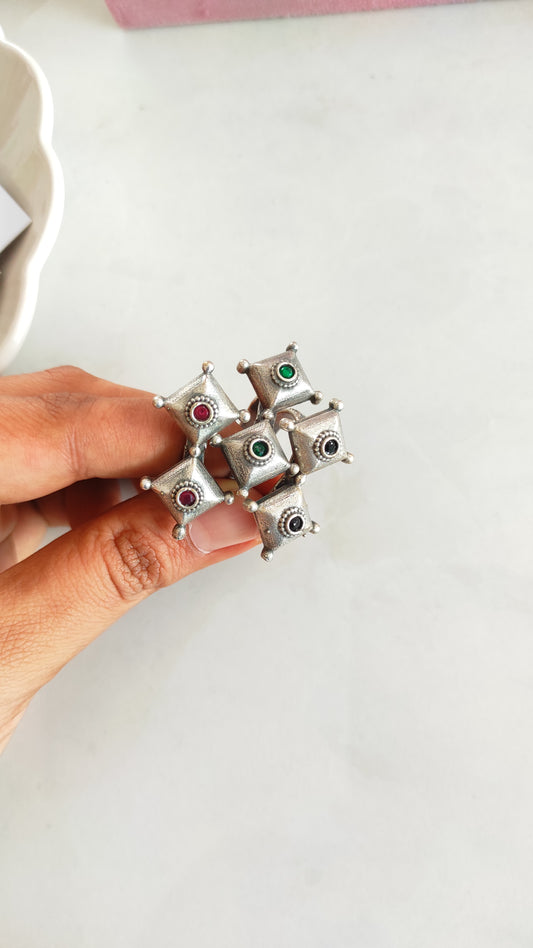 Charkat tribal silver lookalike ring