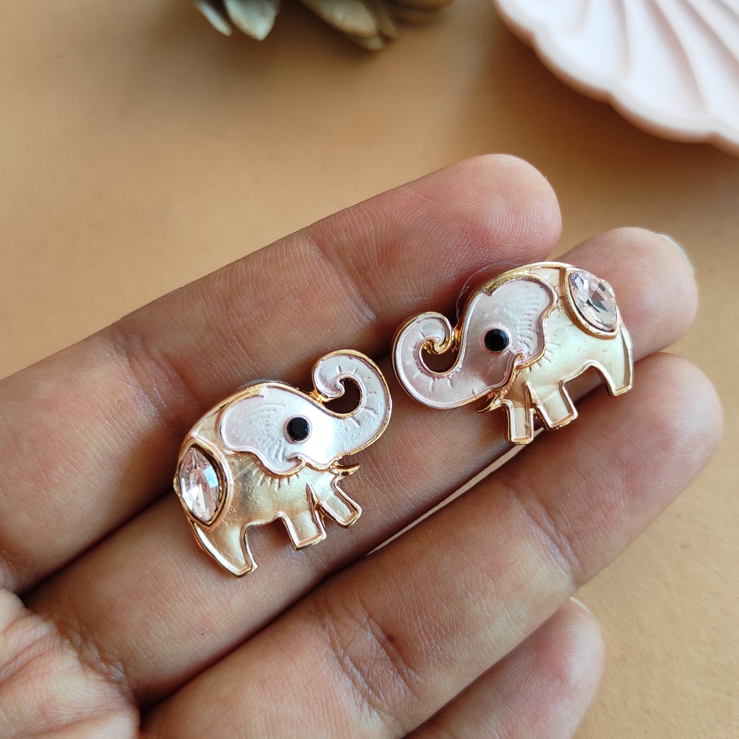 Sky elephant enameled studs