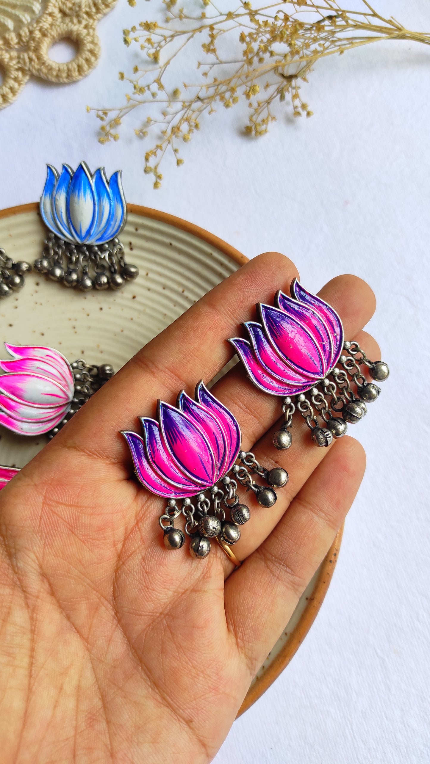 Kamalam hand painted studs earrings