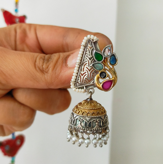 Peacock  dualtone jhumka