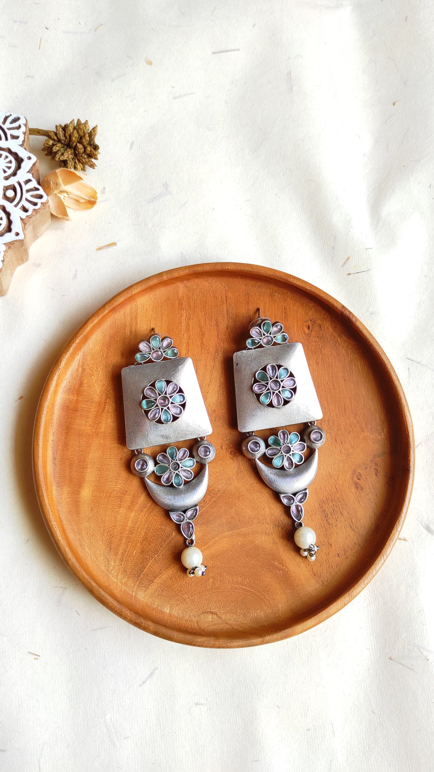 Samantha silver lookalike long earrings