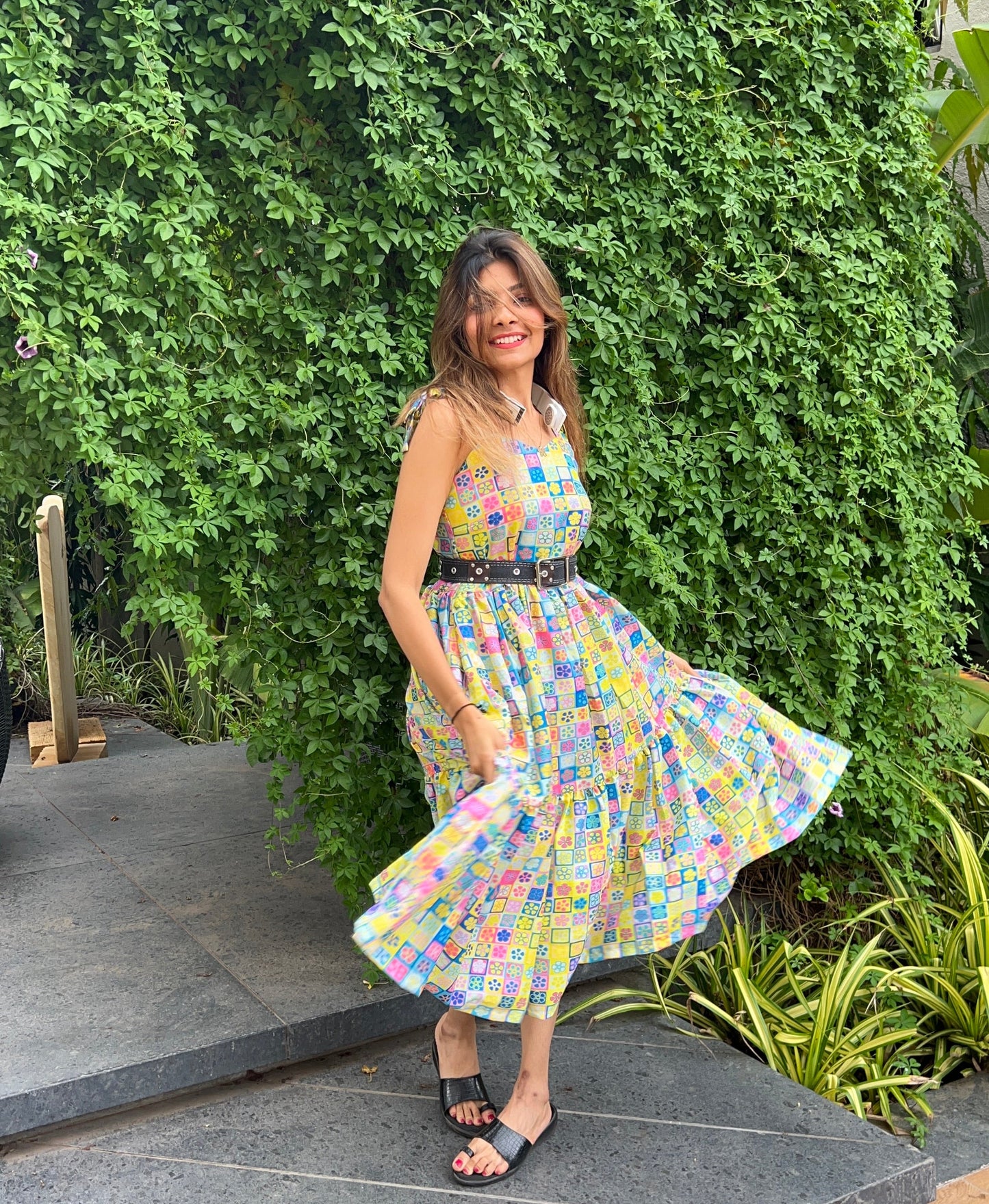 Yellow Floral 2 Tiered Esha Dress