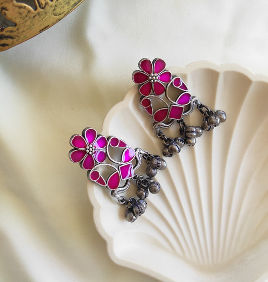 Greeva enameled ghunghru studs earrings