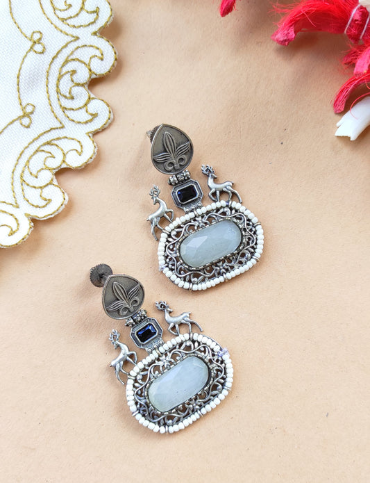 Sudha silver lookalike earrings
