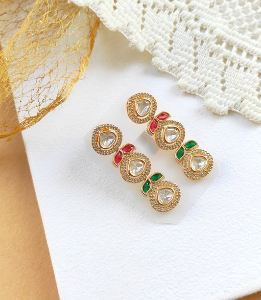 Triveni Polki Moissanite earrings