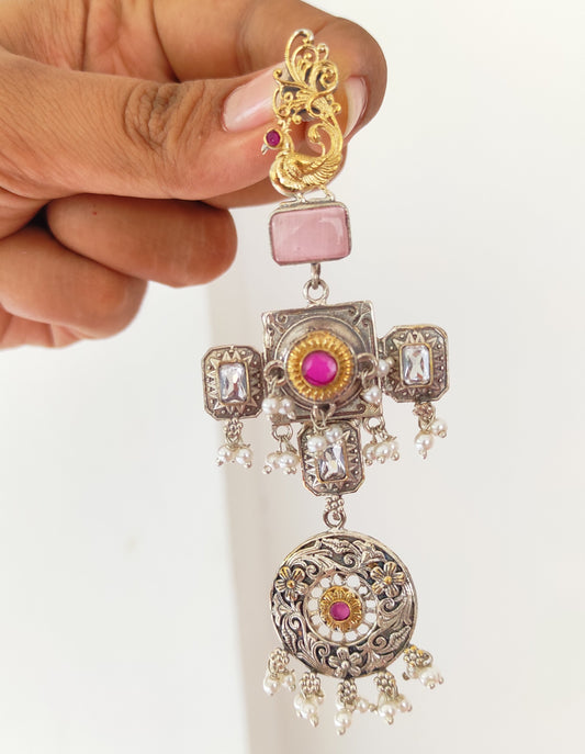 Simran dualtone long festive earrings