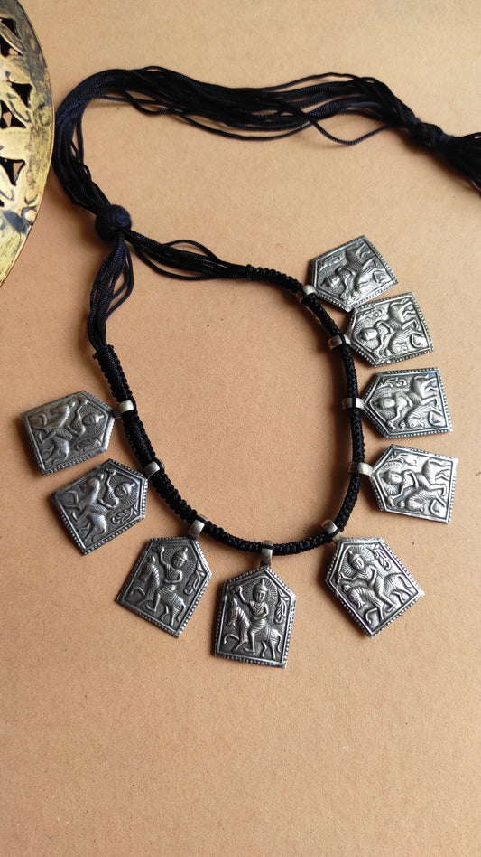 Tribal silver lookalike necklace