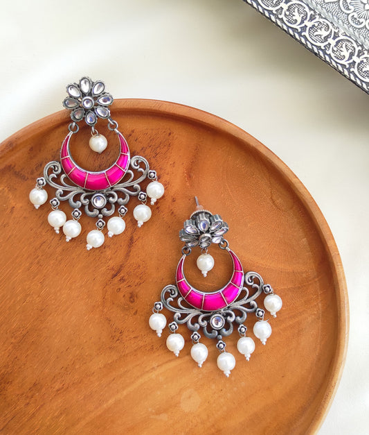 Sajani enameled chandbali earrings