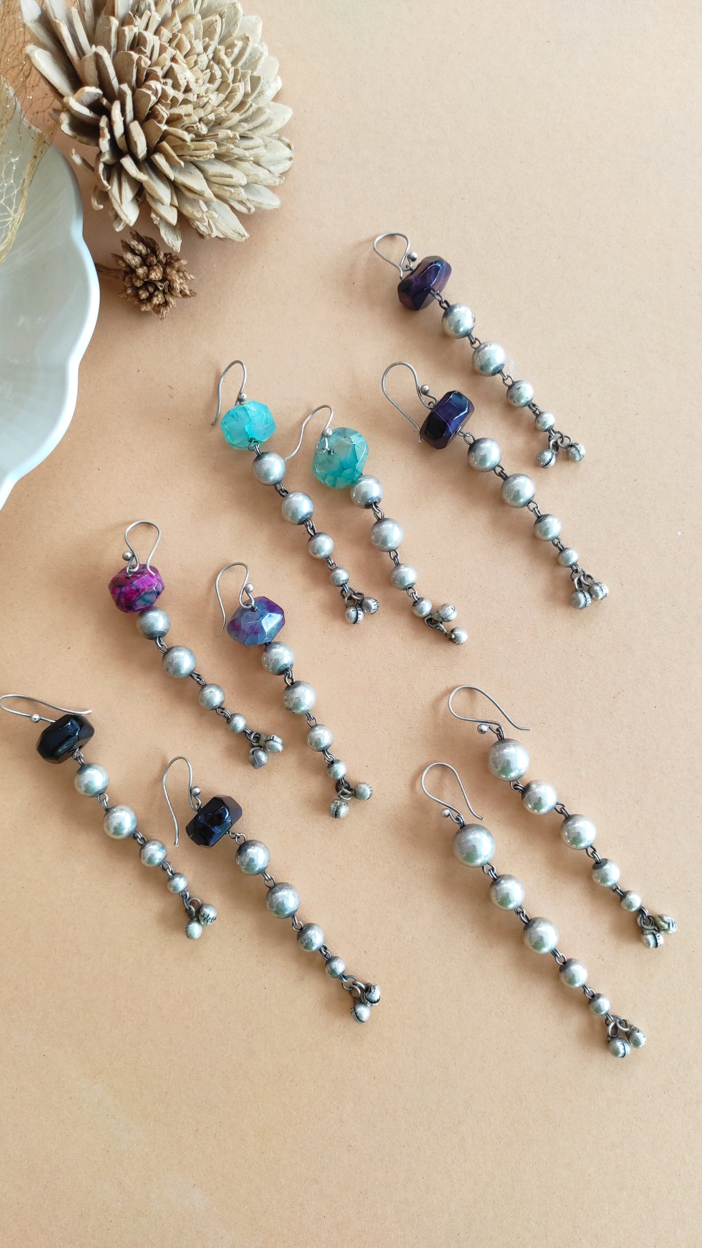 Silver balls hook earrings