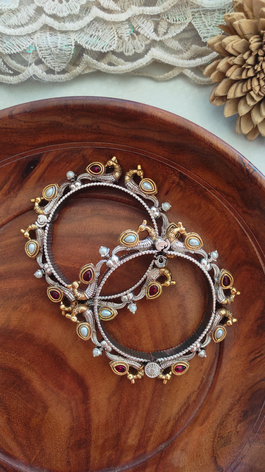 Peacock kada bangle with screw opening