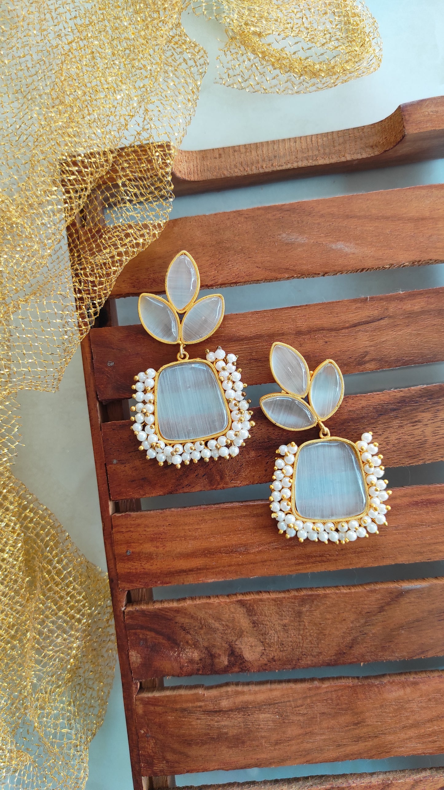Triveni monalisa stone earrings