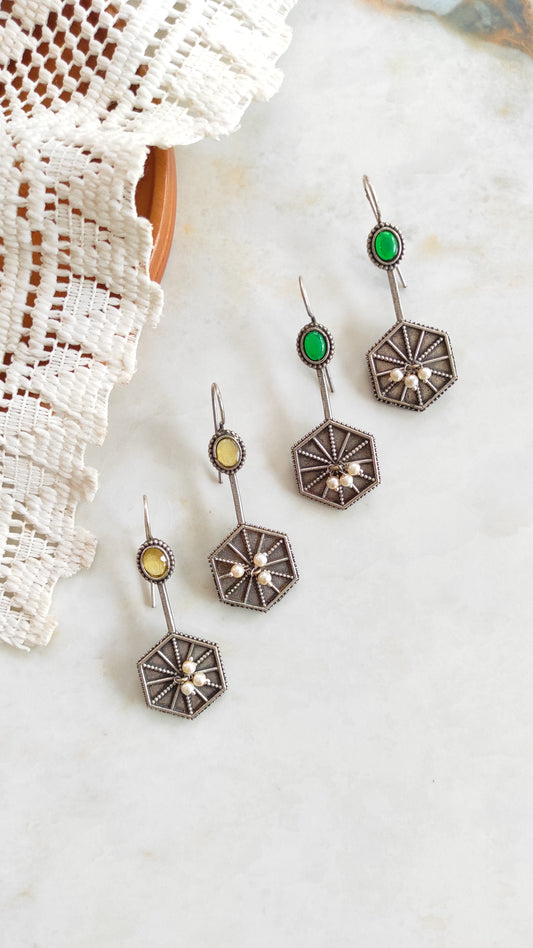 Hexagon hook earrings