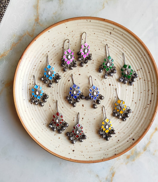 Aria meenakari enameled hook earrings