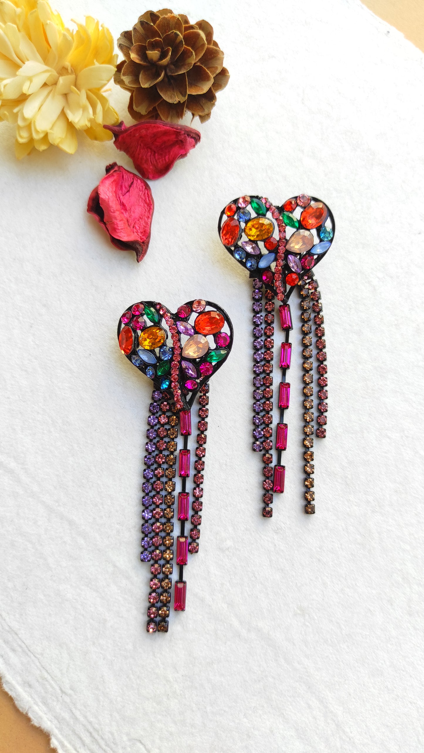 Stone Studded Heart Earrings