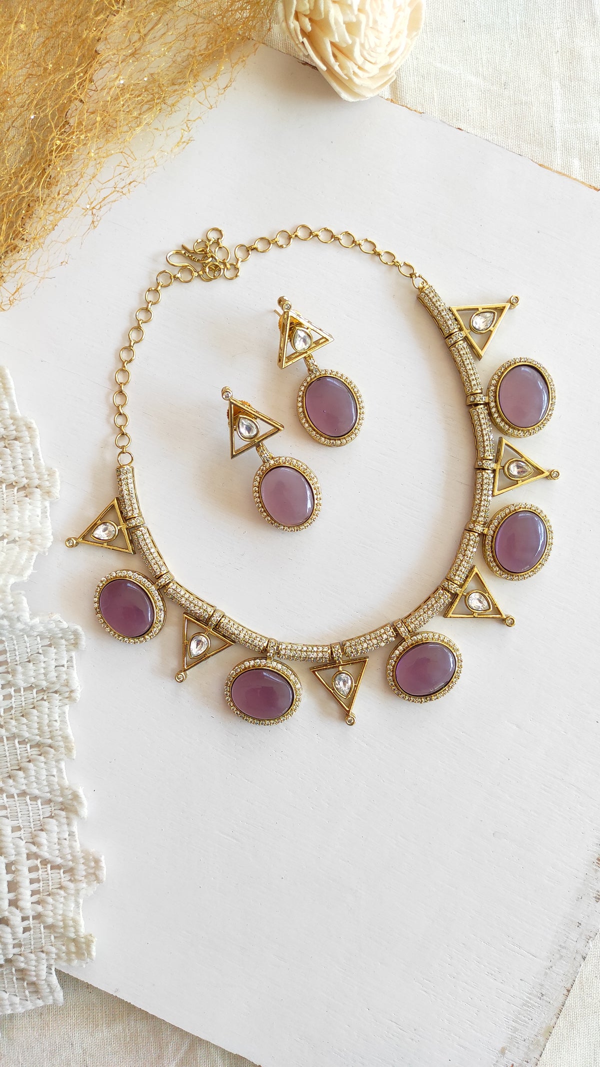 Purple doublet studded statement set
