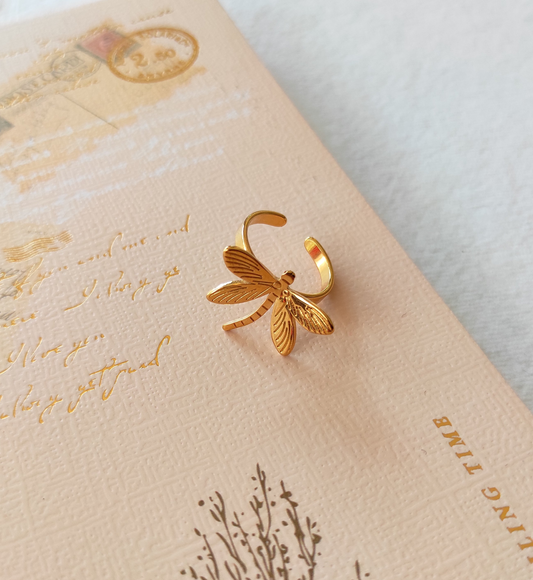 Golden firefly adjustable ring