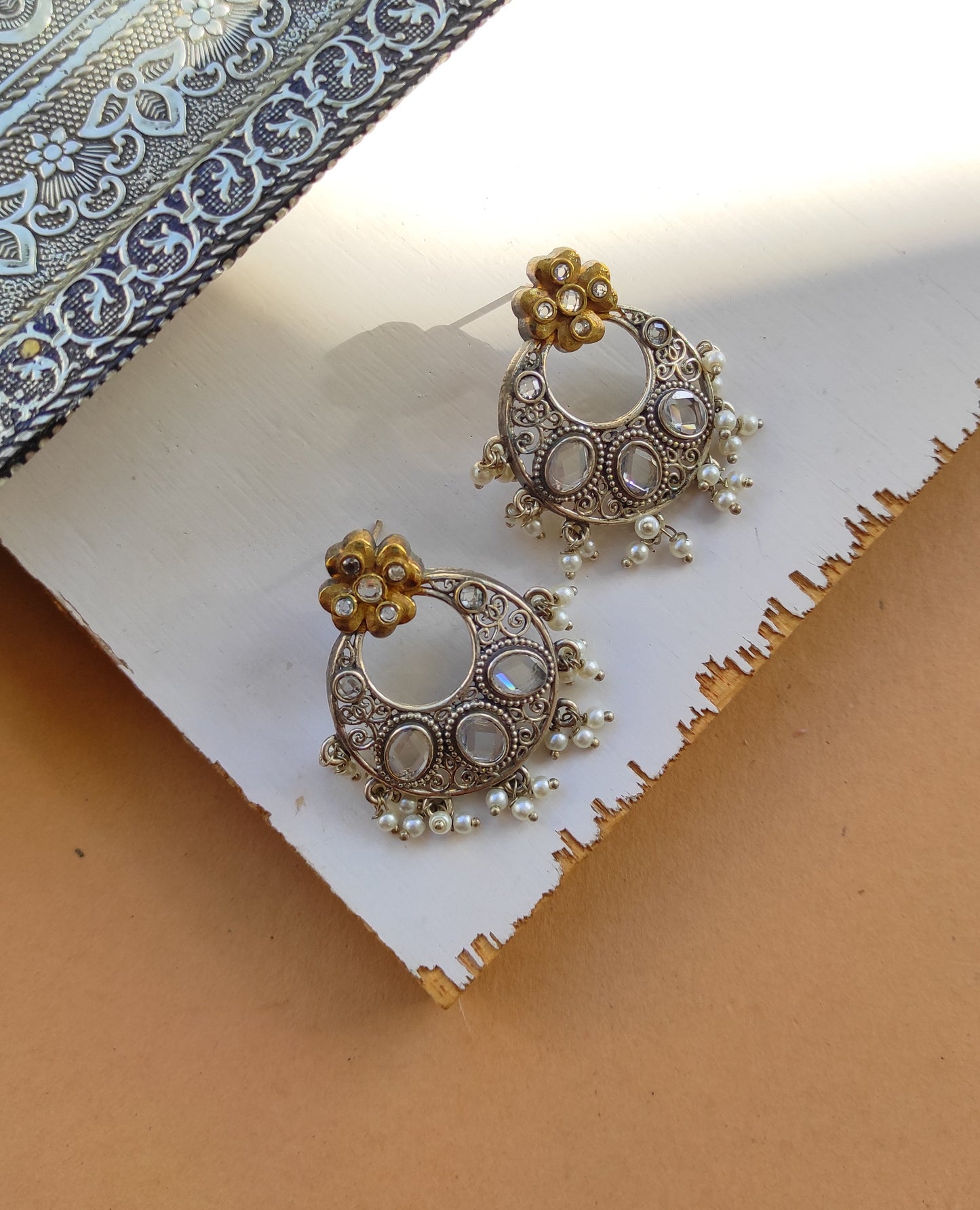 Chetna dualtone chandbali earrings