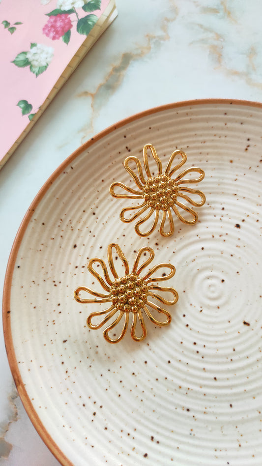 Golden sunflower earrings