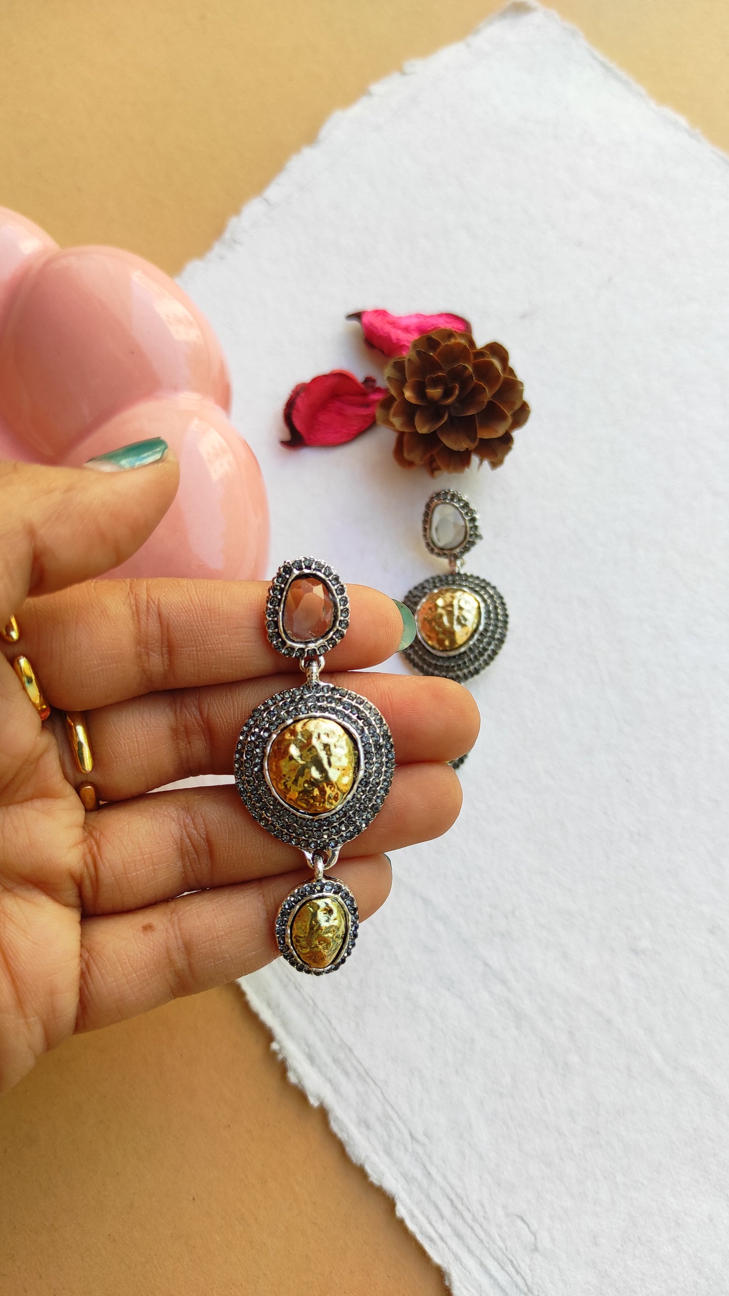 Quirky dual tone earrings