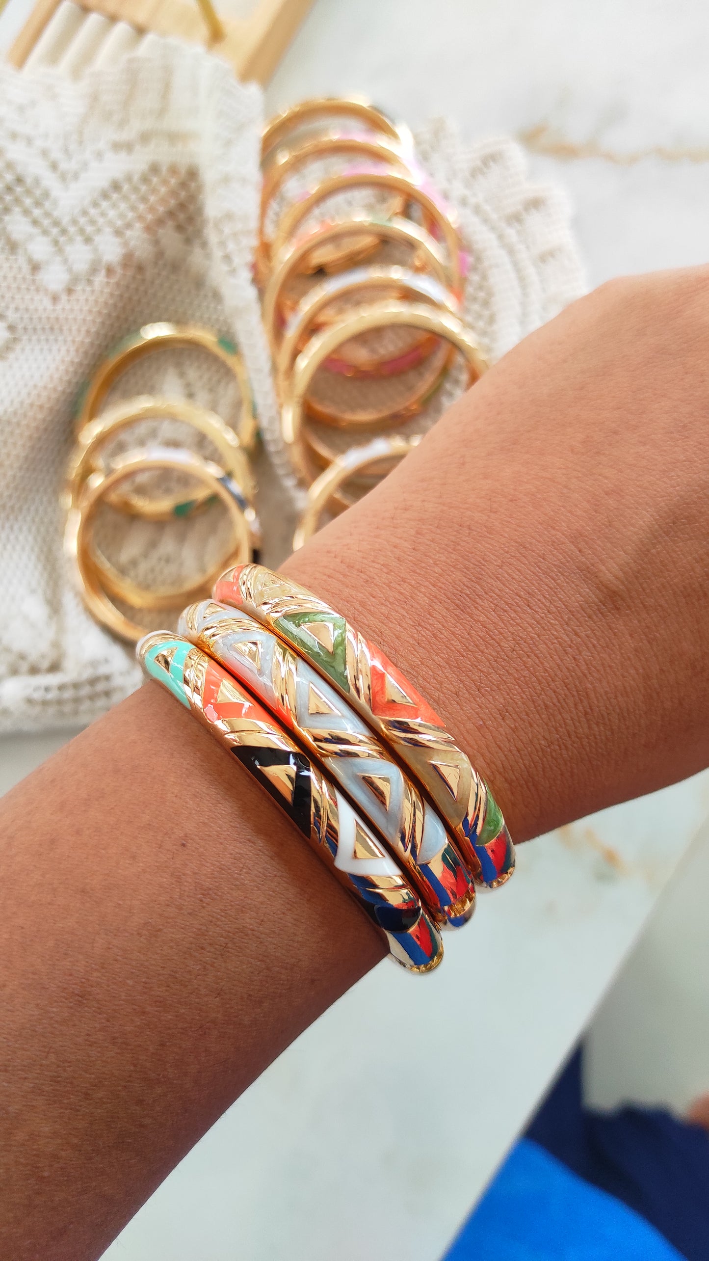 Marble enameled Kada bangles