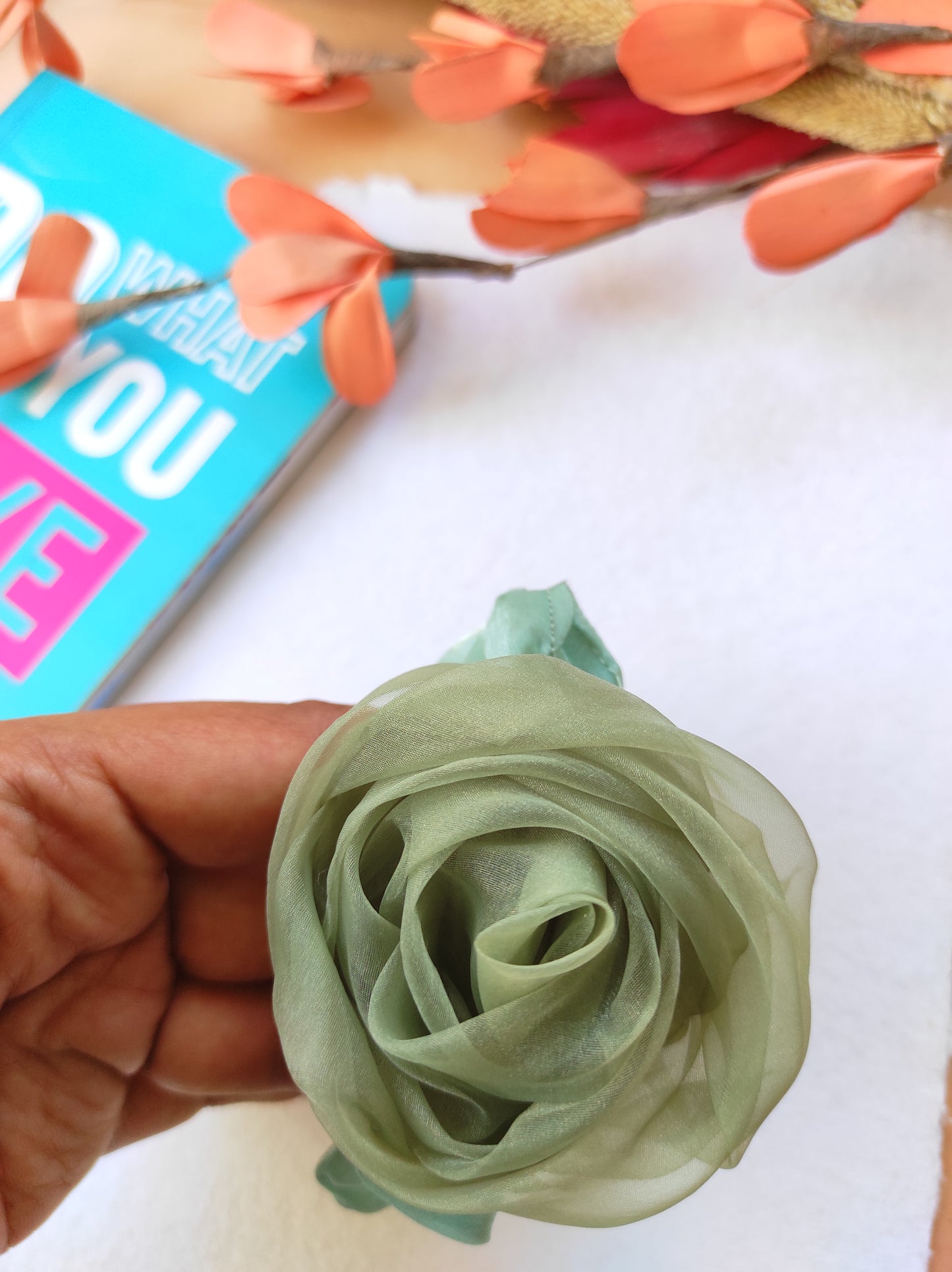Tissue handmade Rose scrunchy