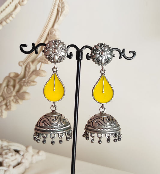 Ashka meenakari enamelled jhumka