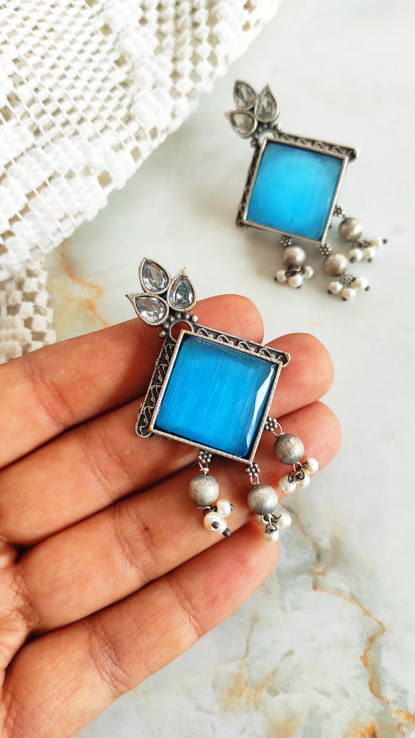 Square stone earrings