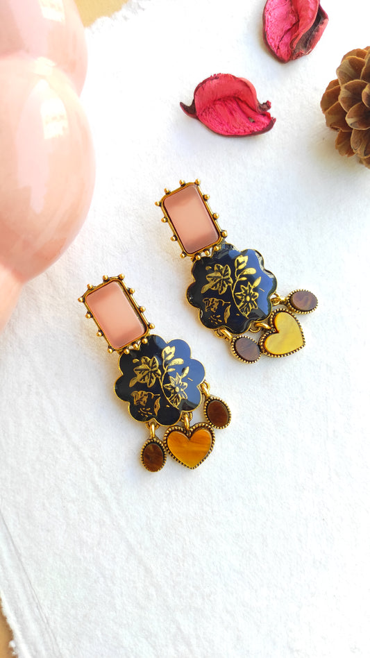 Quirky Peach Emblem Earrings