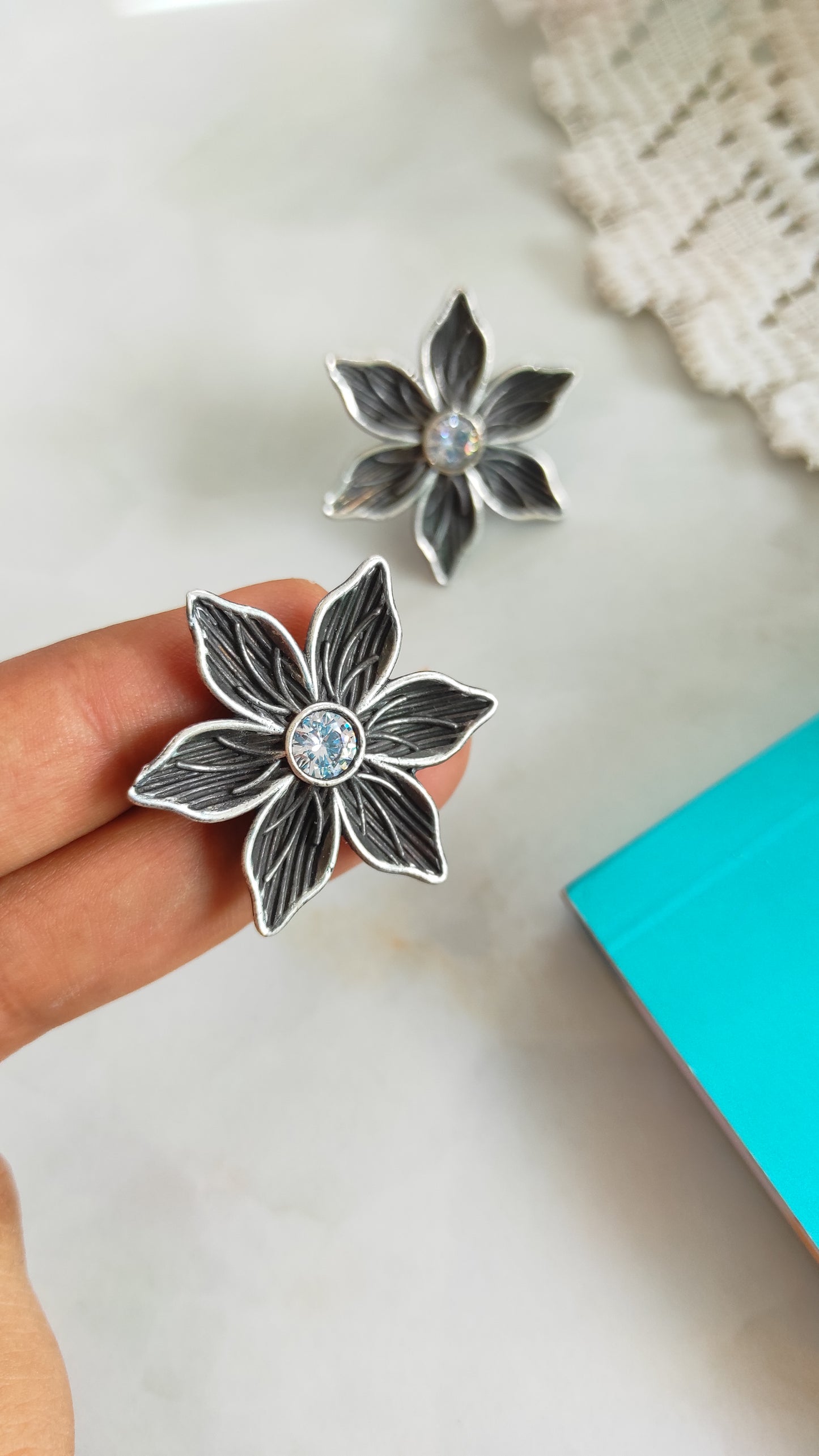 Floral zirconia studs