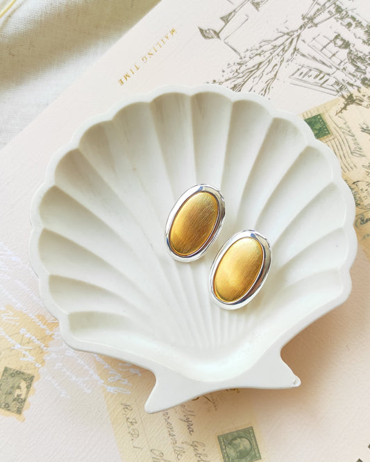 Korean oval dualtone earrings