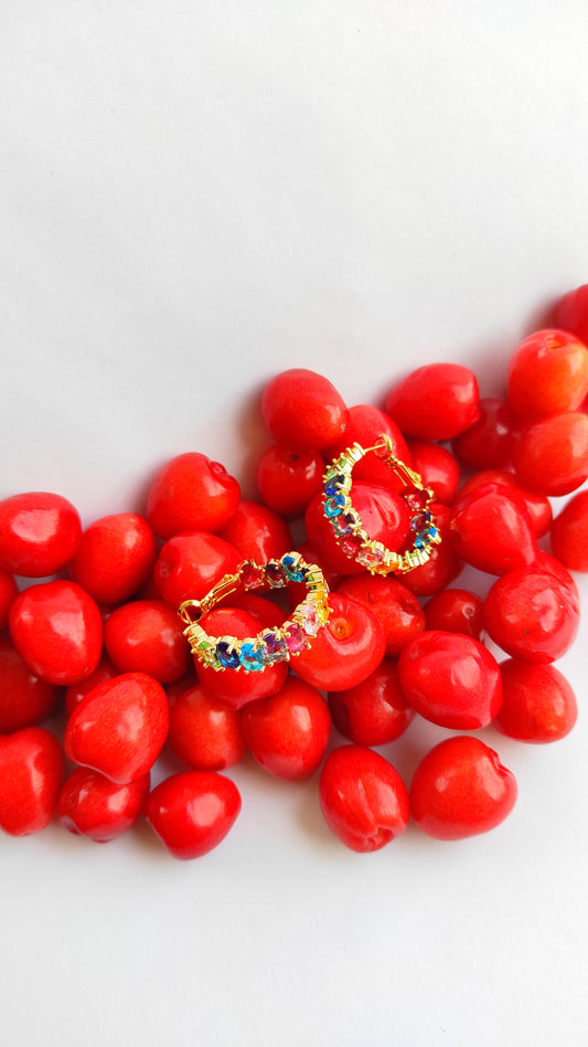Colorful Multi Diamond Hoops