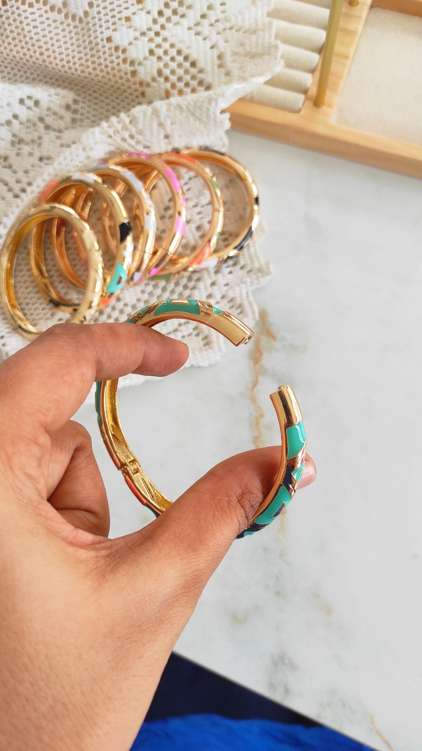 Marble enameled Kada bangles
