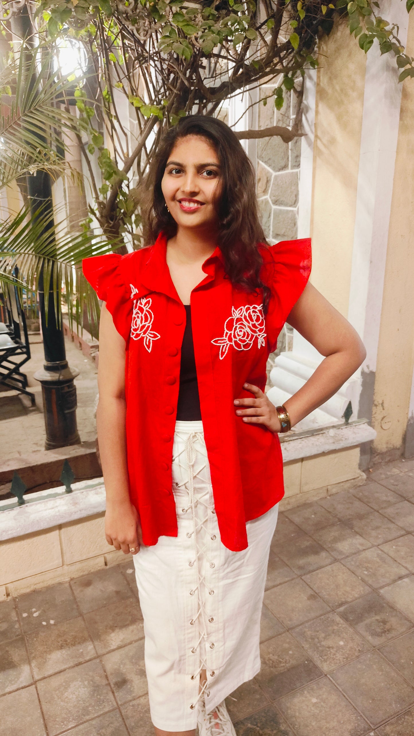Red Embroidered Shirt