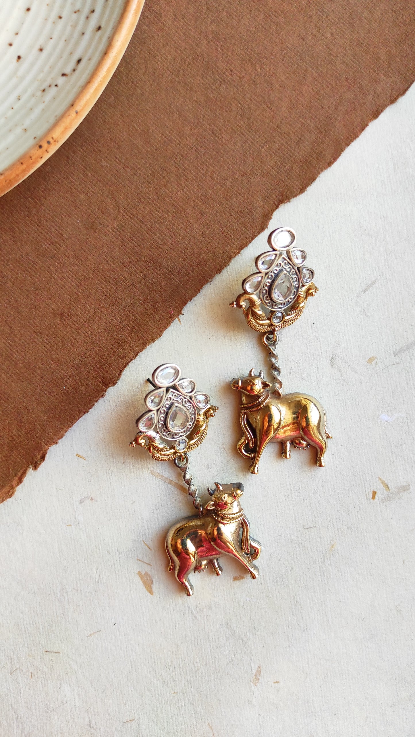 Nandi dualtone earrings with premium glass stones DTE3