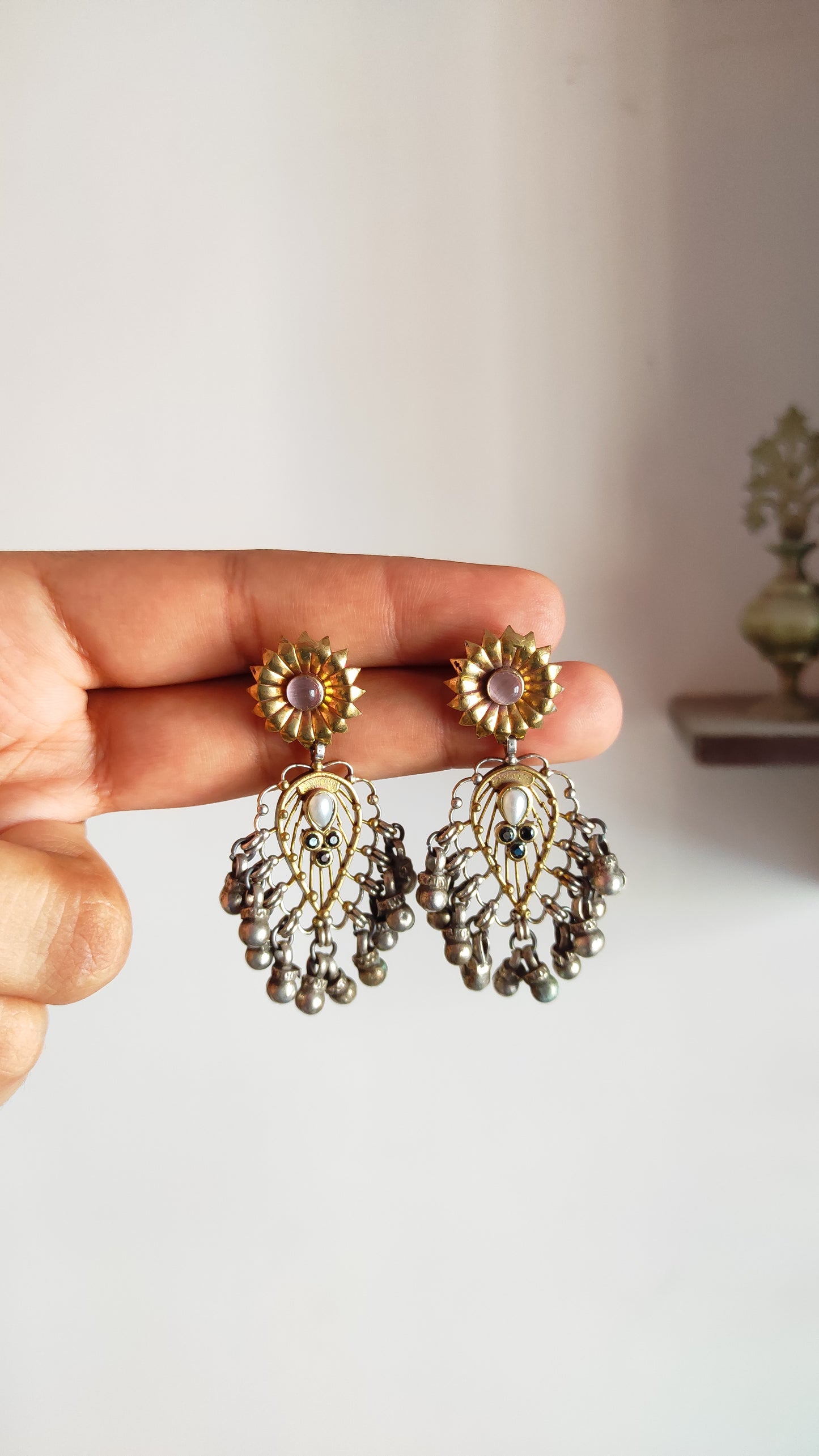 Kriti antique dual tone danglers