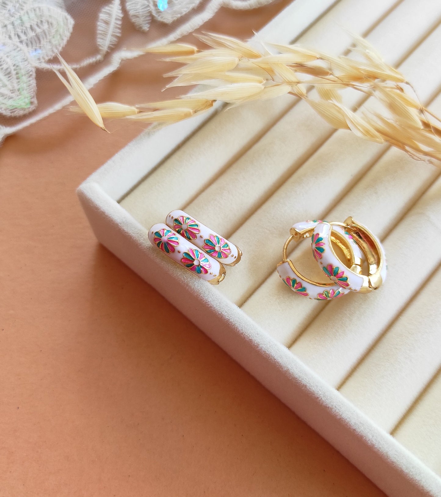 Dandelion enameled hoops