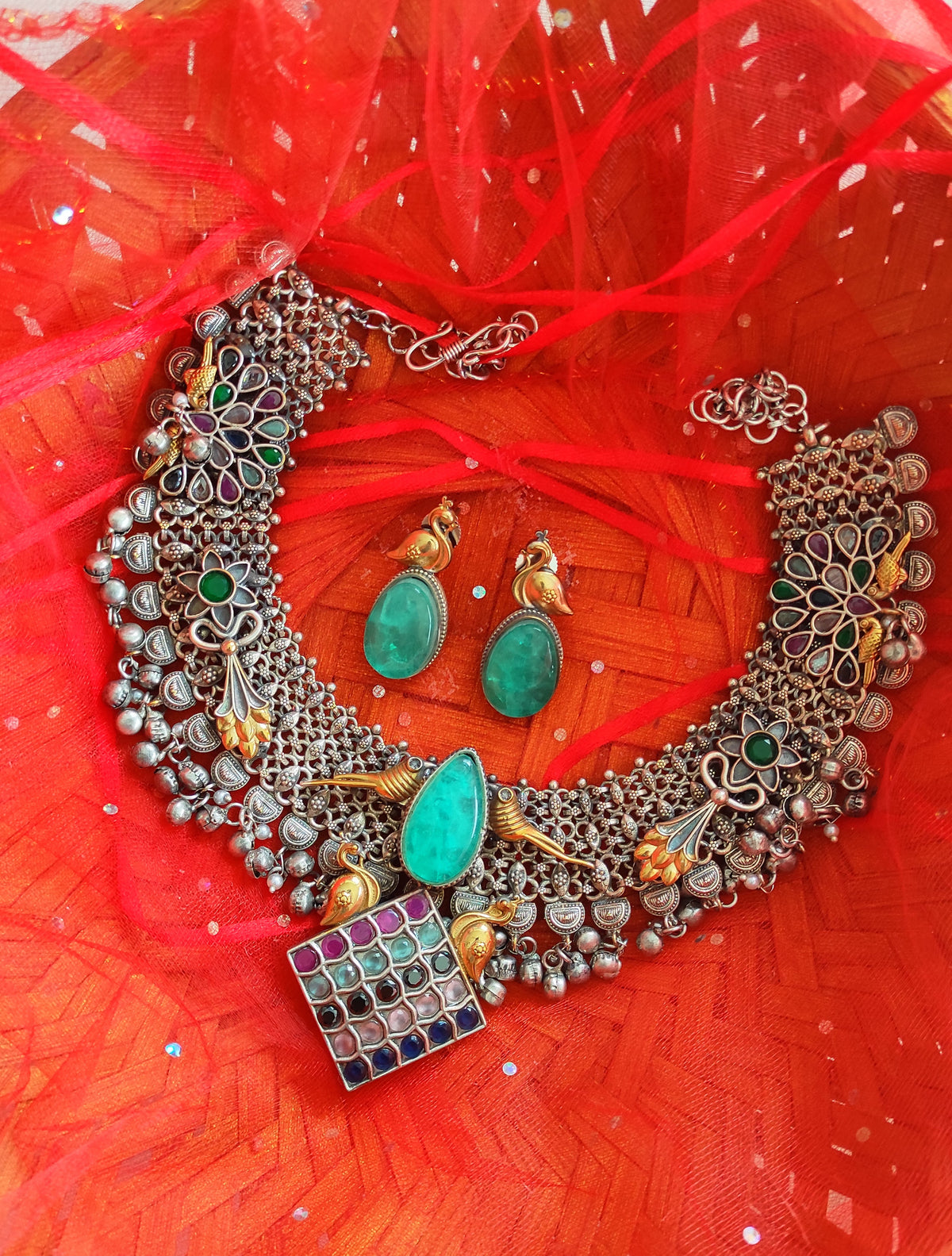 Shaahi dualtone necklace set