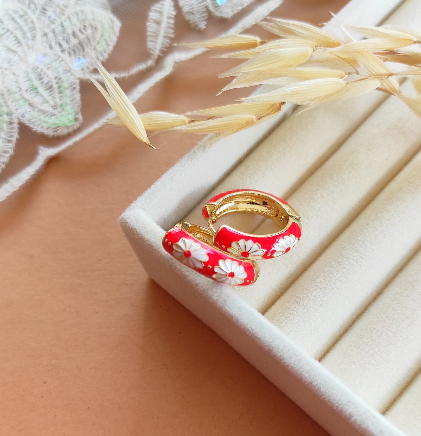 Dandelion enameled hoops
