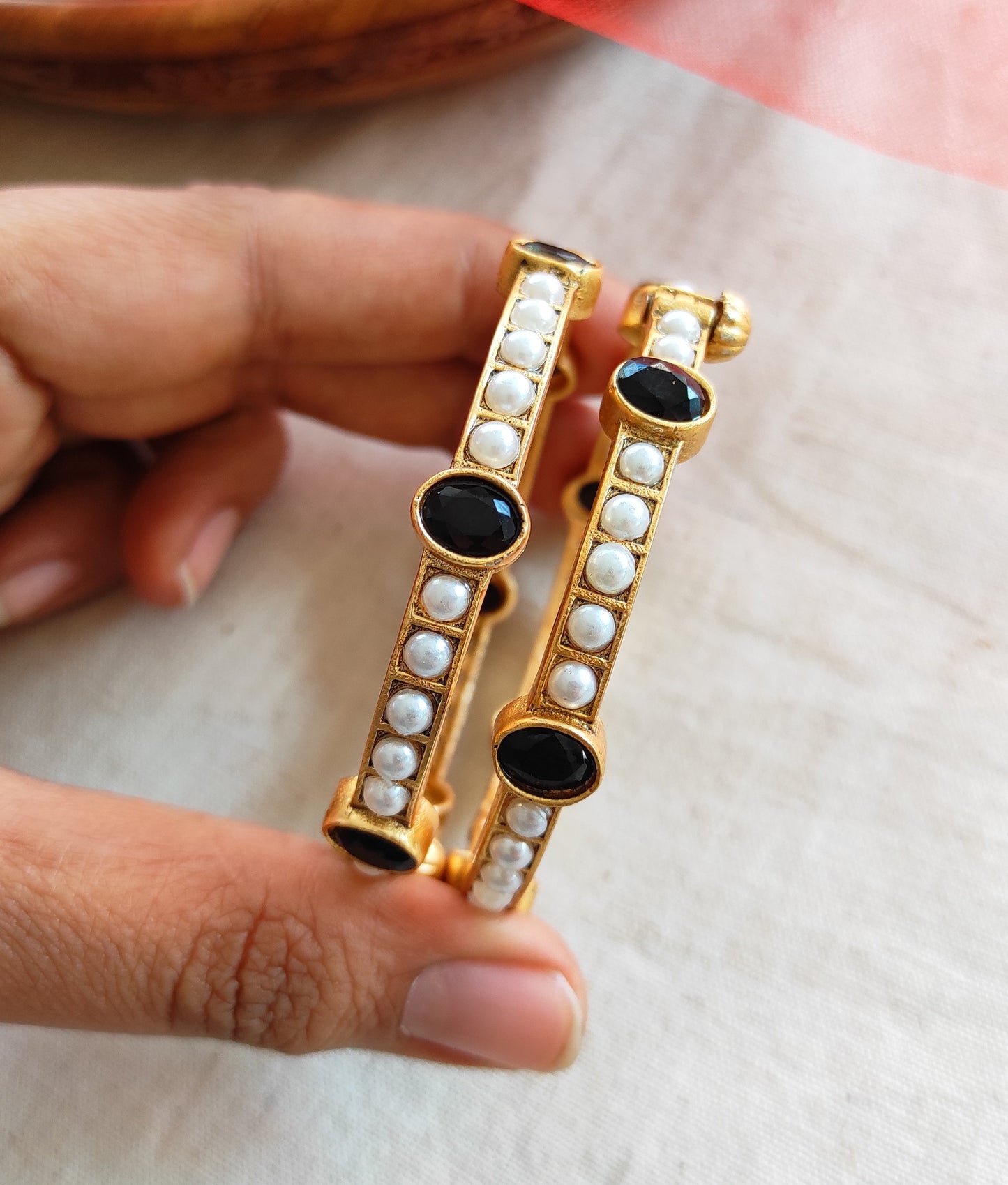 Antique gold bangles with screw opening