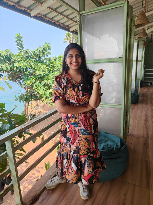 Tropical Black Skirt Set