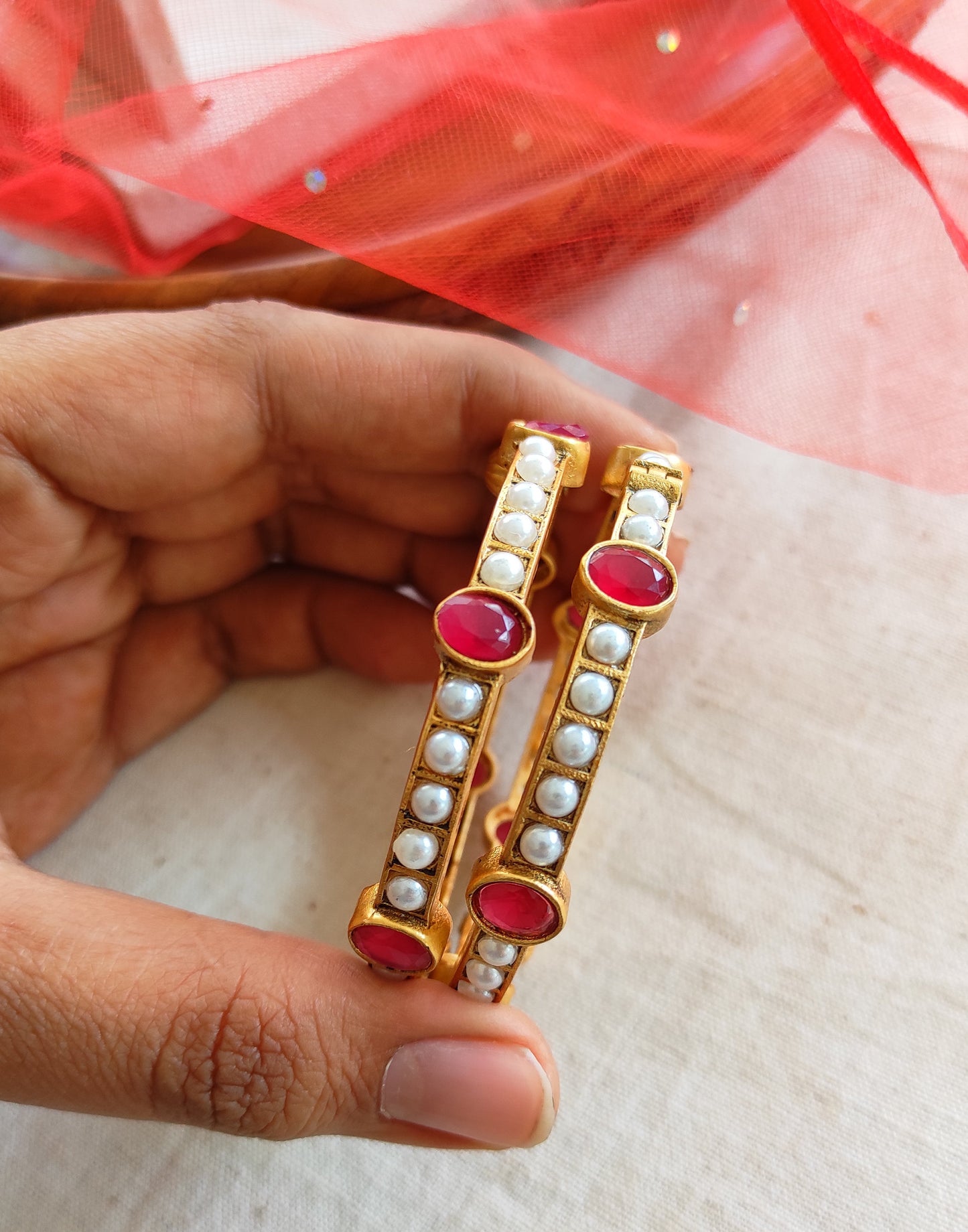 Antique gold bangles with screw opening